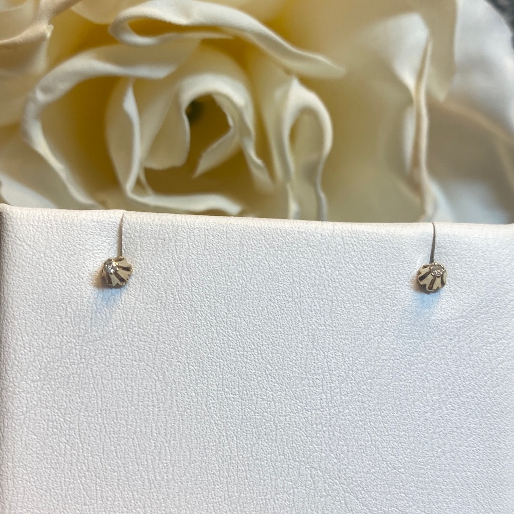 Minimalist Gold and Diamond Stud Earrings
